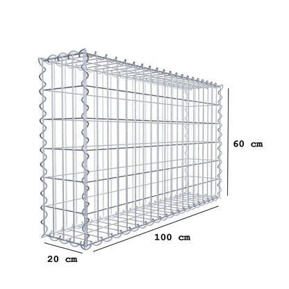 Set di 2 gabbioni 100 cm x 60 cm x 20 cm (L x A x P), maglia 5 x 10 cm, spirale