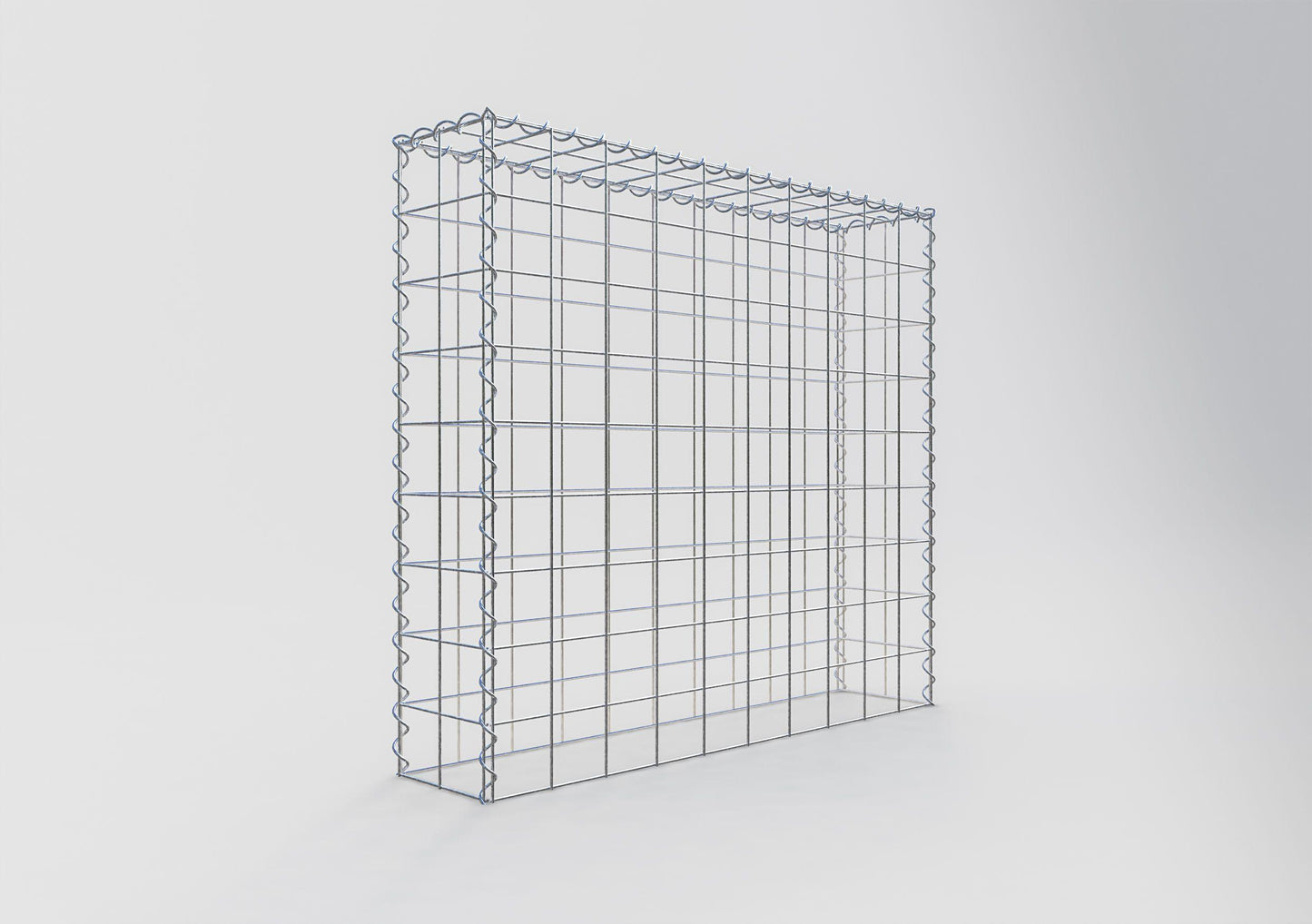 Opbouw schanskorf type 3 100 cm x 90 cm x 20 cm (L x H x D), maaswijdte 10 cm x 10 cm, spiraal