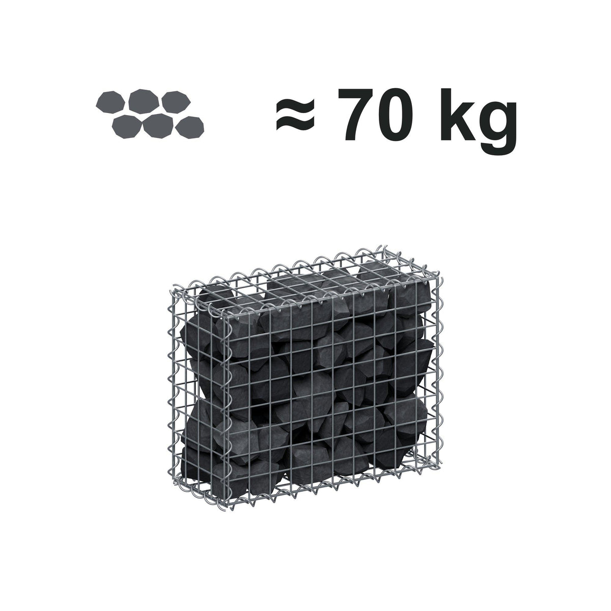 Gabion 50 cm x 40 cm x 20 cm (L x H x P), mailles 5 cm x 5 cm, spirale