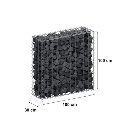Schanskorf 100 cm x 100 cm x 30 cm (L x H x D), maaswijdte 5 cm x 10 cm, spiraal