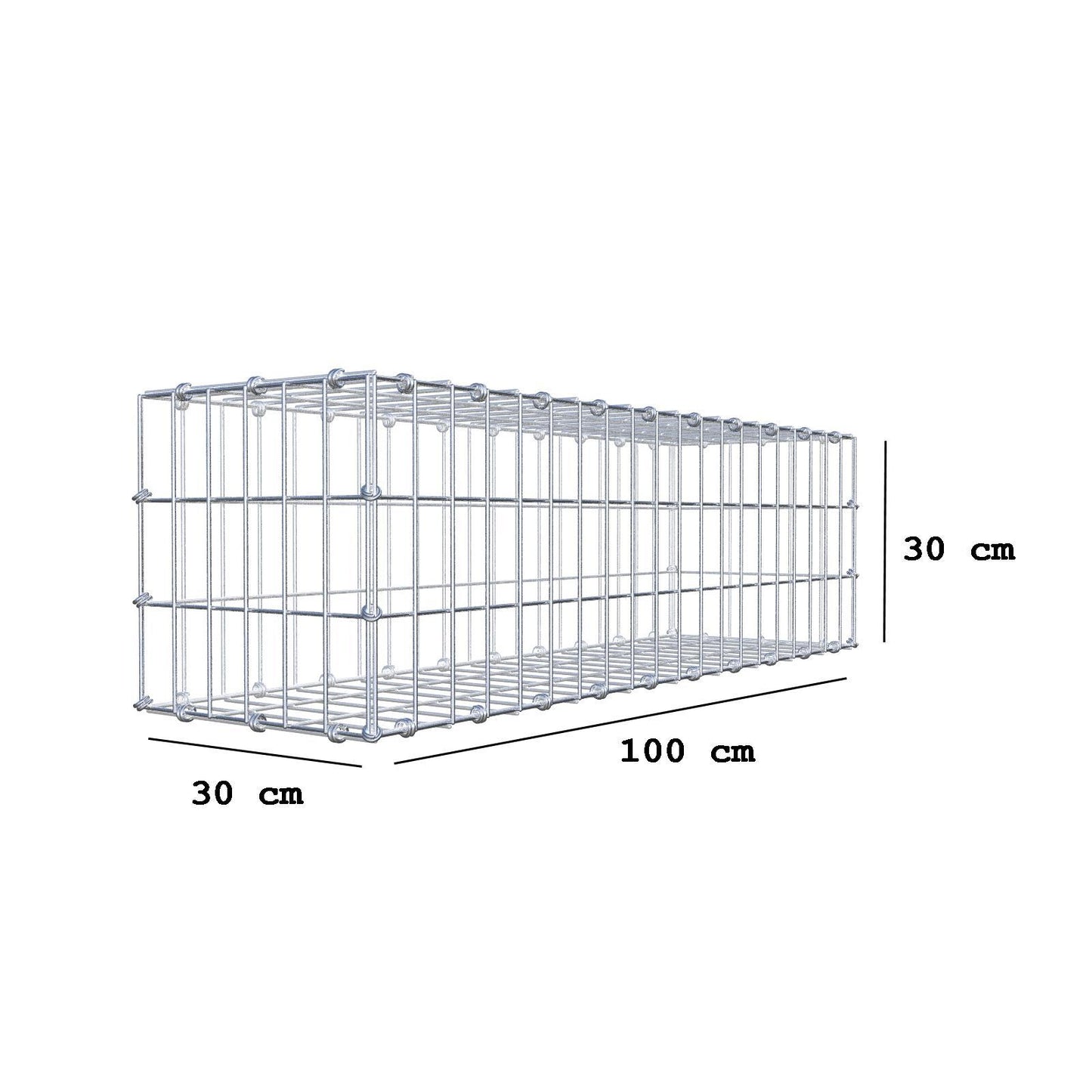 Schanskorf 100 cm x 30 cm x 30 cm (L x H x D), maaswijdte 5 x 10 cm, spiraalring