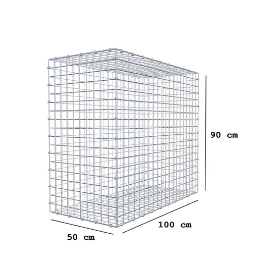 Gabion 100 cm x 90 cm x 50 cm (L x H x D), maskstorlek 5 x 5 cm, spiralring