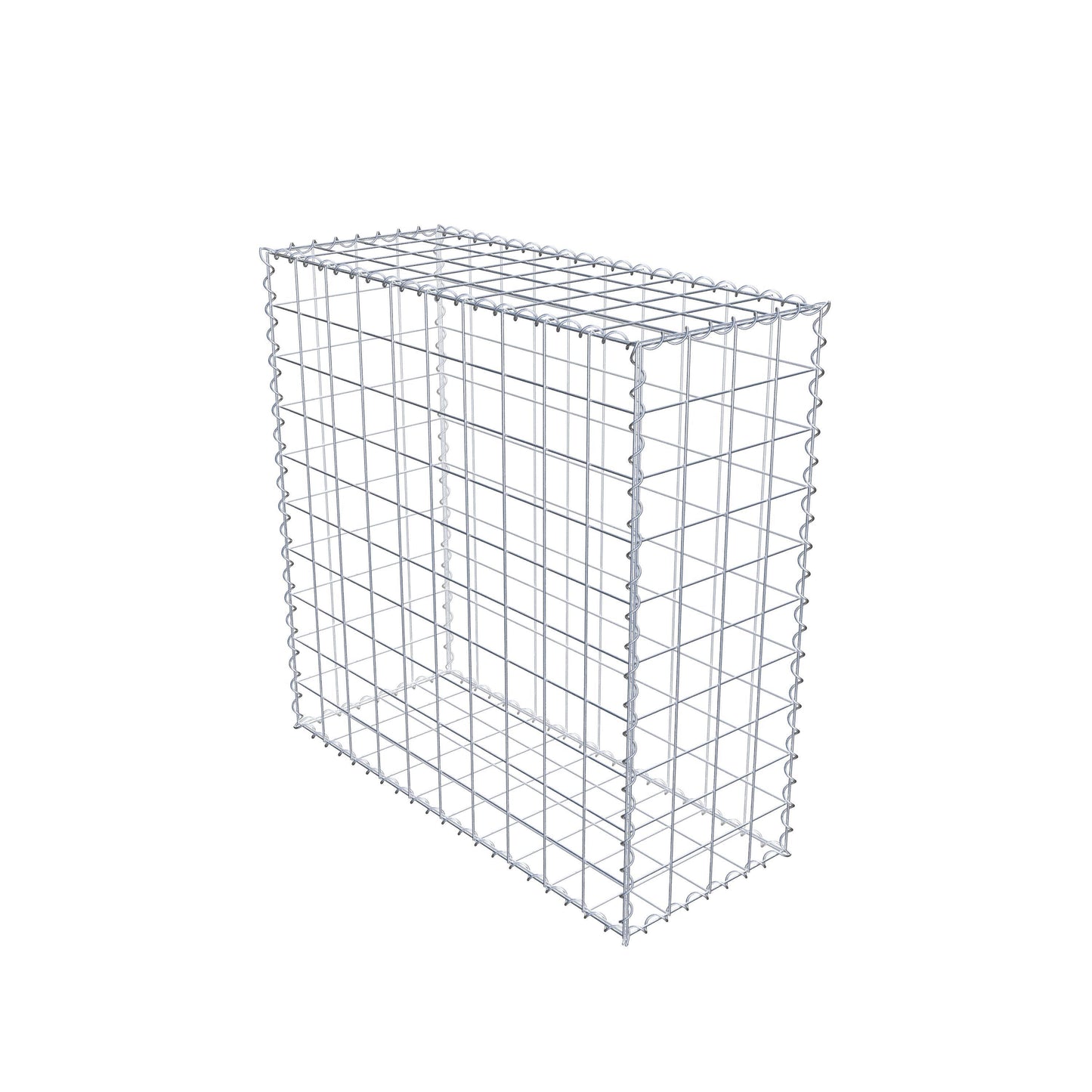Schanskorf 100 cm x 100 cm x 40 cm (L x H x D), maaswijdte 10 cm x 10 cm, spiraalvormig