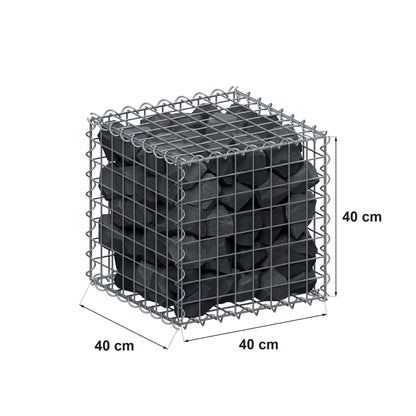 Gabião 40 cm x 40 cm x 40 cm (C x A x P), malhagem 5 cm x 5 cm, espiral