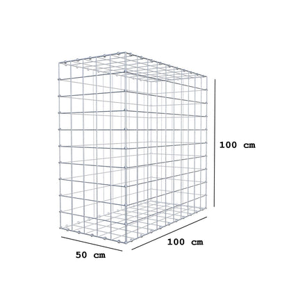 Gabion 100 cm x 100 cm x 50 cm (L x H x D), maskstorlek 10 x 10 cm, spiralring