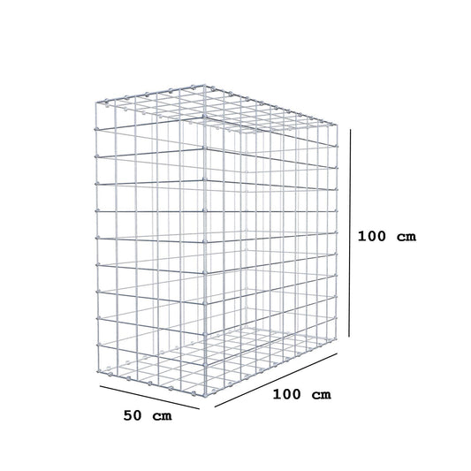 Schanskorf 100 cm x 100 cm x 50 cm (L x H x D), maaswijdte 10 x 10 cm, spiraalring