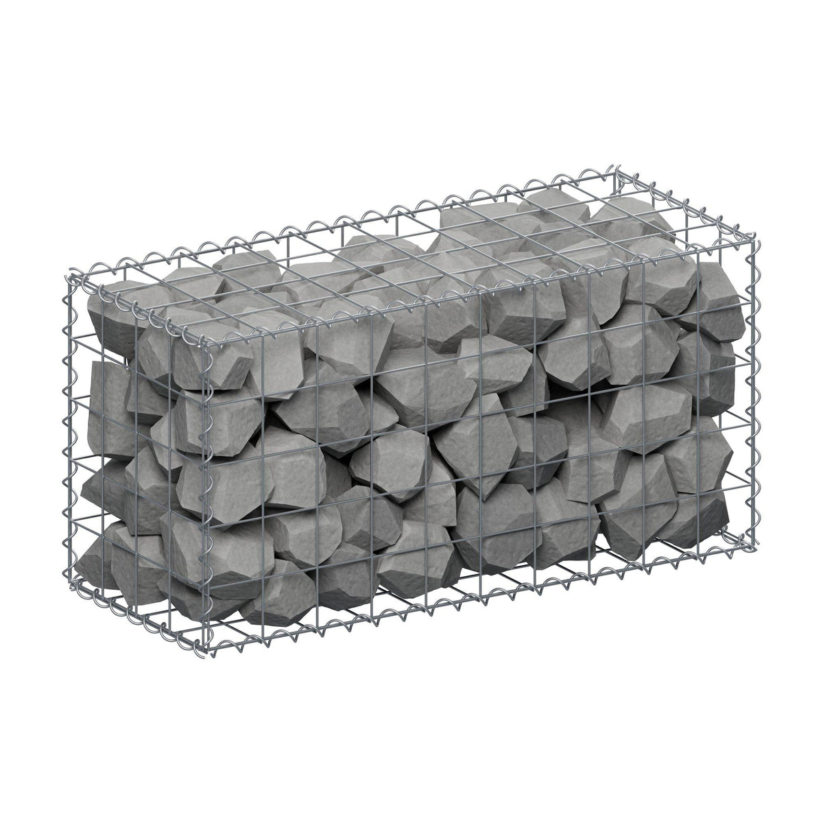 Schanskorf 100 cm x 50 cm x 40 cm (L x H x D), maaswijdte 10 cm x 10 cm, spiraalvormig