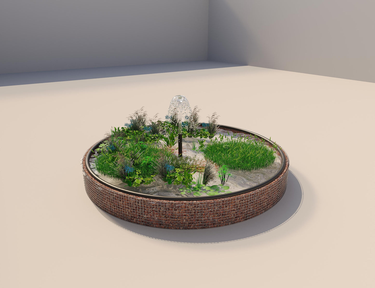 Gabion verhoogde vijver, rond, buitendiameter 472 cm, hoogte 50 cm, maaswijdte 5 x 5 cm, wanddikte 15 cm