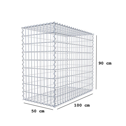 Schanskorf 100 cm x 90 cm x 50 cm (L x H x D), maaswijdte 5 cm x 10 cm, spiraalvormig