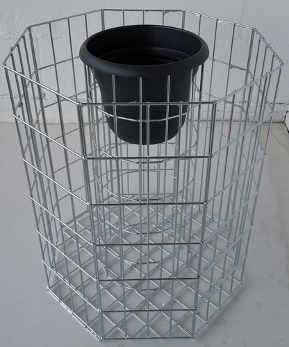 Columna de flor octogonal, altura 62 cm, MW 5 x 10 cm, galvanizada en caliente incl. maceta
