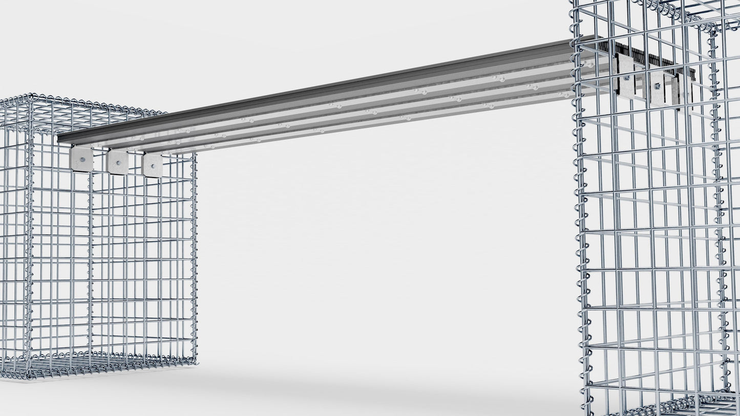 Gabion bench with 2 spiral gabions, 205 cm long x 60 cm high x 40 cm deep, galvanized, MW 5 x 5 cm, with recycled top in anthracite