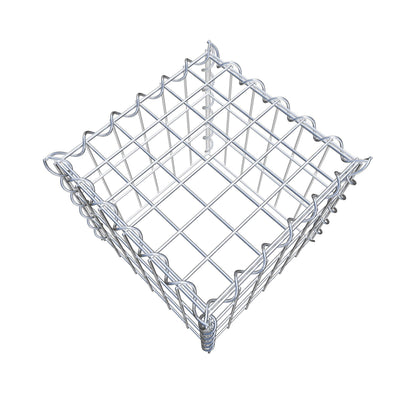 Opbouw schanskorf type 3 30 cm x 30 cm x 30 cm (L x H x D), maaswijdte 5 cm x 10 cm, spiraalvormig