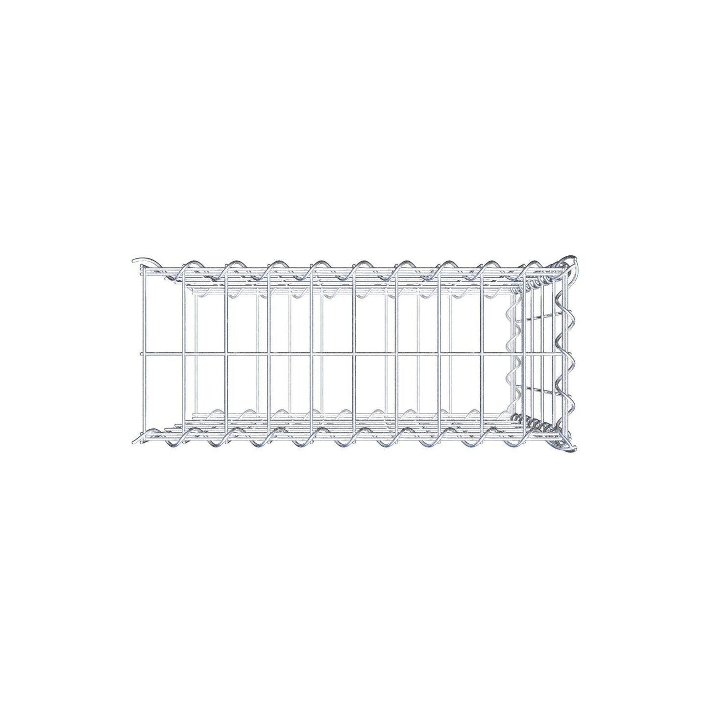 Aangegroeide schanskorf type 2 50 cm x 50 cm x 20 cm (L x H x D), maaswijdte 5 cm x 10 cm, spiraal