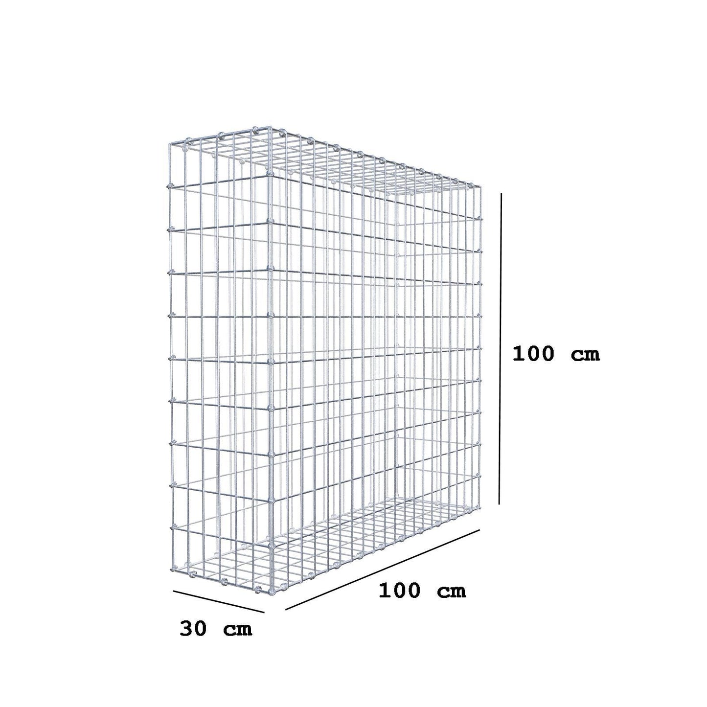 Schanskorf 100 cm x 100 cm x 30 cm (L x H x D), maaswijdte 5 x 10 cm, spiraalring