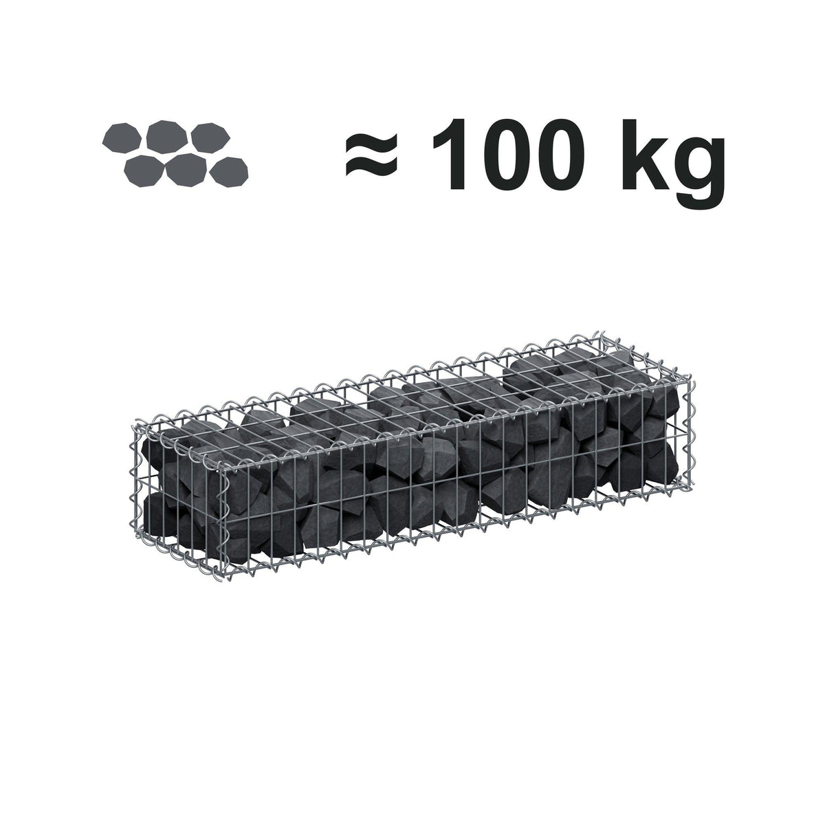 Gabion 100 cm x 20 cm x 30 cm (L x H x P), mailles 5 cm x 10 cm, spirale