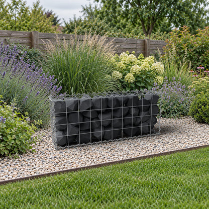 Gabione 100 cm x 40 cm x 20 cm (L x H x T), Maschenweite 10 cm x 10 cm, Spirale