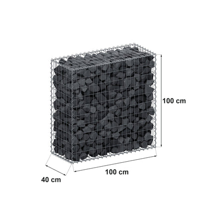Gabion 100 cm x 100 cm x 40 cm (L x H x P), mailles 5 cm x 10 cm, spirale