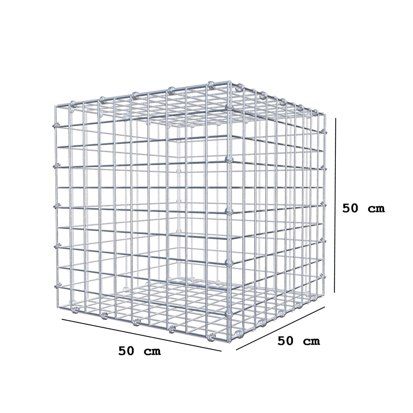 Gabion 50 cm x 50 cm x 50 cm (L x H x D), mesh size 5 x 5 cm, spiral ring