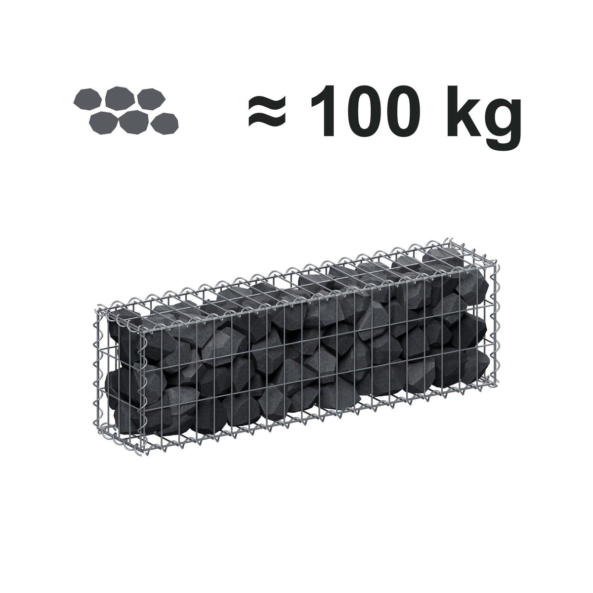 Gabion 100 cm x 30 cm x 20 cm (L x H x D), mesh size 5 cm x 10 cm, spiral
