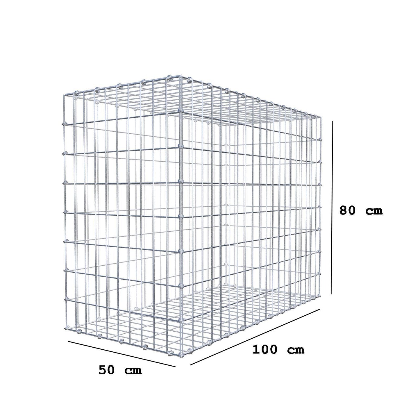 Gabion 100 cm x 80 cm x 50 cm (L x H x P), mailles 5 x 10 cm, anneau en spirale