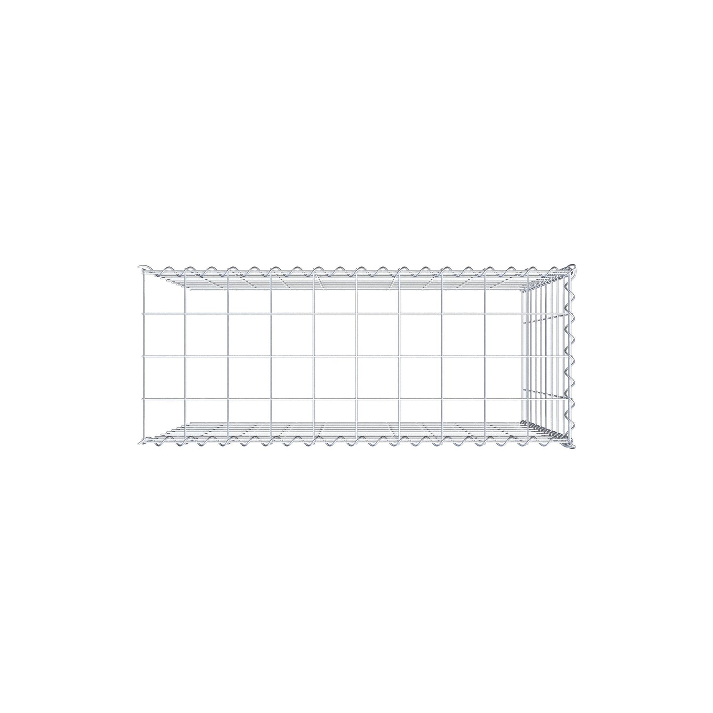 Opbouw schanskorf type 4 100 cm x 90 cm x 40 cm (L x H x D), maaswijdte 10 cm x 10 cm, spiraal