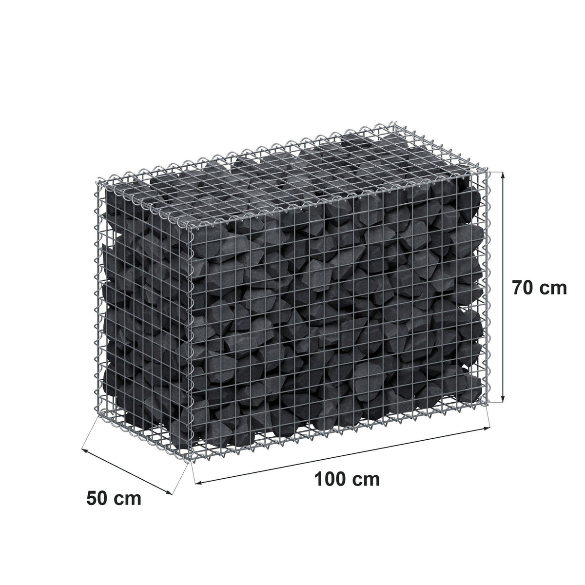 Gabione 100 cm x 70 cm x 50 cm (L x H x T), Maschenweite 5 cm x 5 cm, Spirale