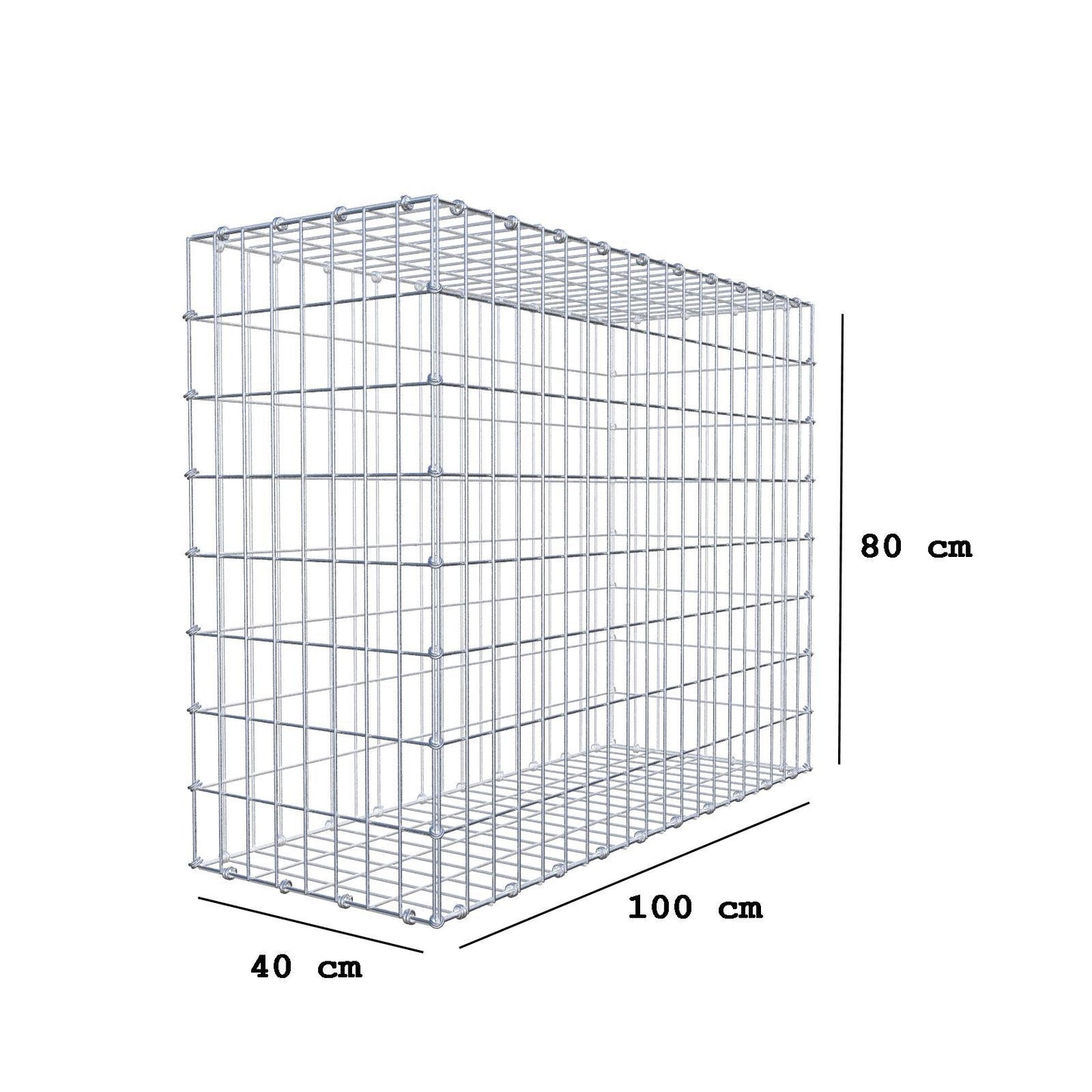 Schanskorf 100 cm x 80 cm x 40 cm (L x H x D), maaswijdte 5 x 10 cm, spiraalring