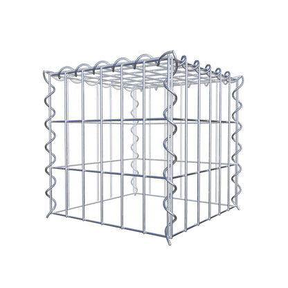 Opbouw schanskorf type 3 30 cm x 30 cm x 30 cm (L x H x D), maaswijdte 5 cm x 10 cm, spiraalvormig