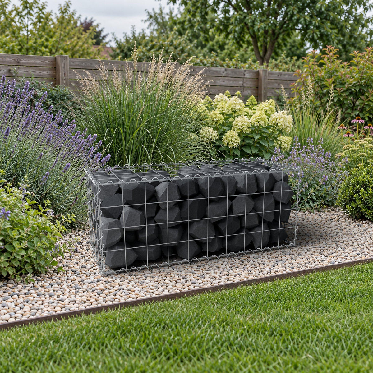 Schanskorf 100 cm x 40 cm x 40 cm (L x H x D), maaswijdte 10 cm x 10 cm, spiraalvormig