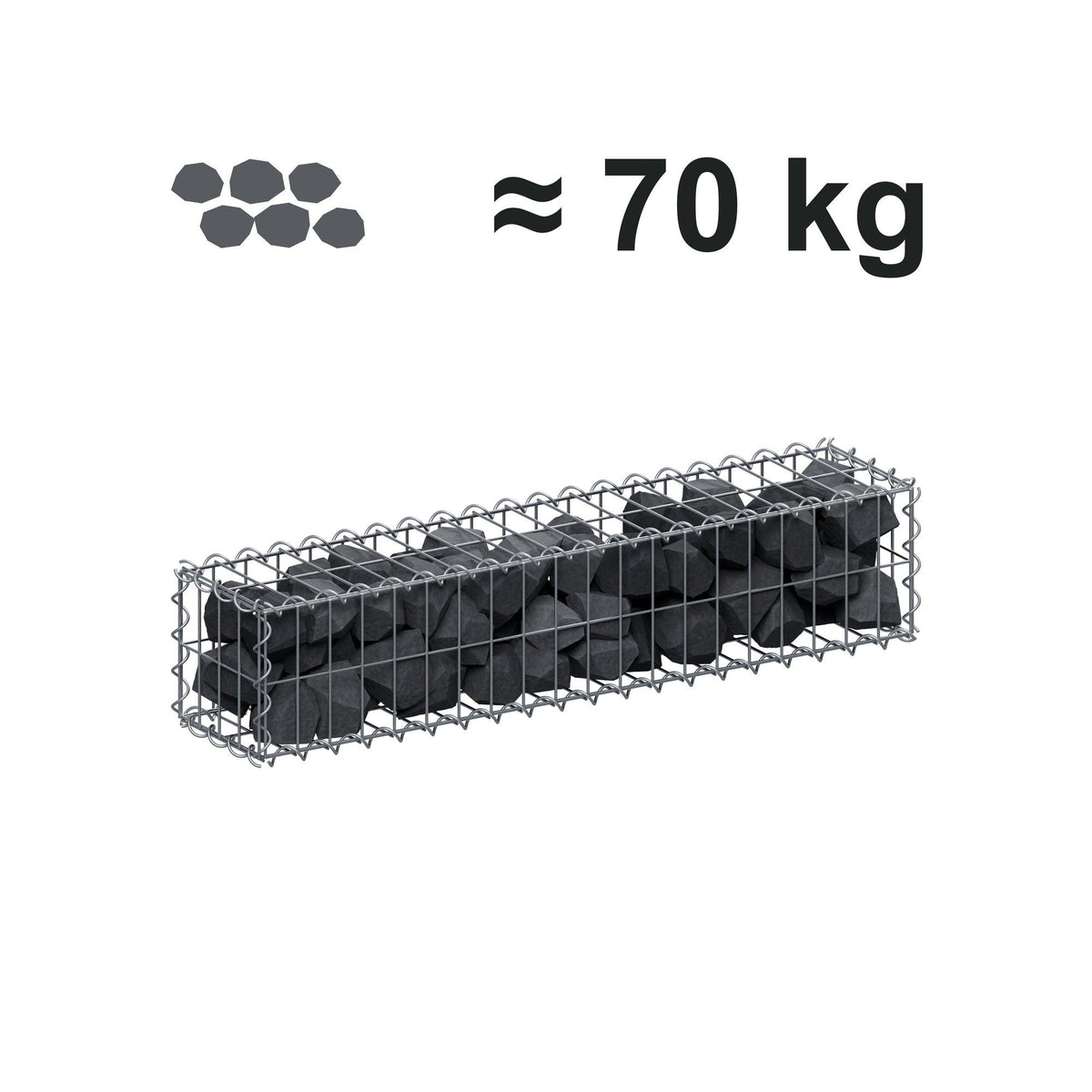 Gabion 100 cm x 20 cm x 20 cm (L x H x D), maskstorlek 5 cm x 10 cm, spiral