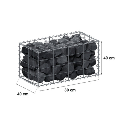 Gabion 80 cm x 40 cm x 40 cm (L x H x P), mailles 10 cm x 10 cm, spirale