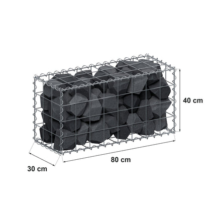 Gabione 80 cm x 40 cm x 30 cm (L x H x T), Maschenweite 10 cm x 10 cm, Spirale