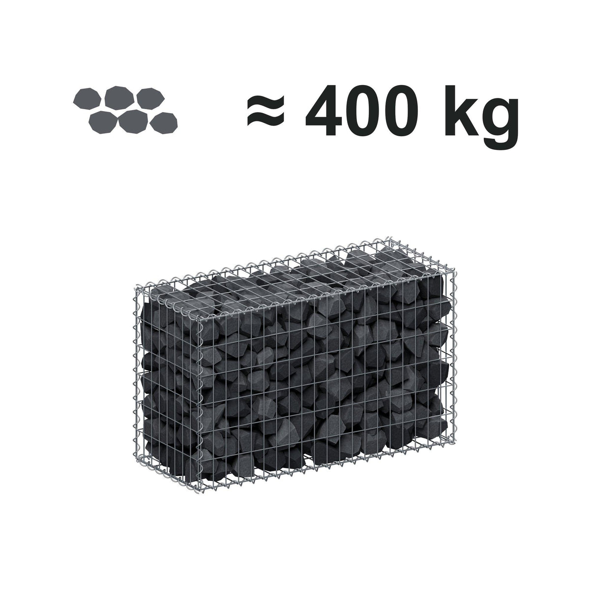 Gabion 100 cm x 60 cm x 40 cm (L x H x D), maskestørrelse 5 cm x 10 cm, spiral
