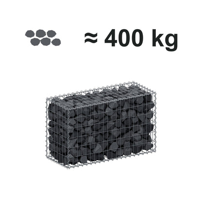 Gabion 100 cm x 60 cm x 40 cm (L x H x D), maskestørrelse 5 cm x 10 cm, spiral