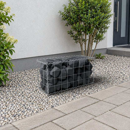 Gabione 80 cm x 40 cm x 30 cm (L x H x T), Maschenweite 10 cm x 10 cm, Spirale