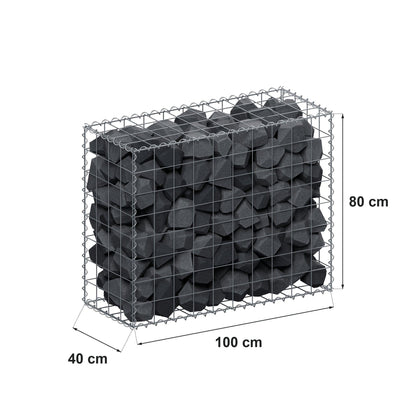 Gabion 100 cm x 80 cm x 40 cm (L x H x D), maskestørrelse 10 cm x 10 cm, spiral