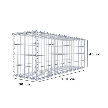 Schanskorf 100 cm x 40 cm x 30 cm (L x H x D), maaswijdte 5 cm x 10 cm, spiraalvormig