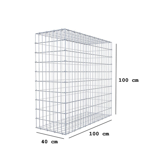 Gabione 100 cm x 100 cm x 40 cm (L x H x T), Maschenweite 5 x 10 cm, Spiralring