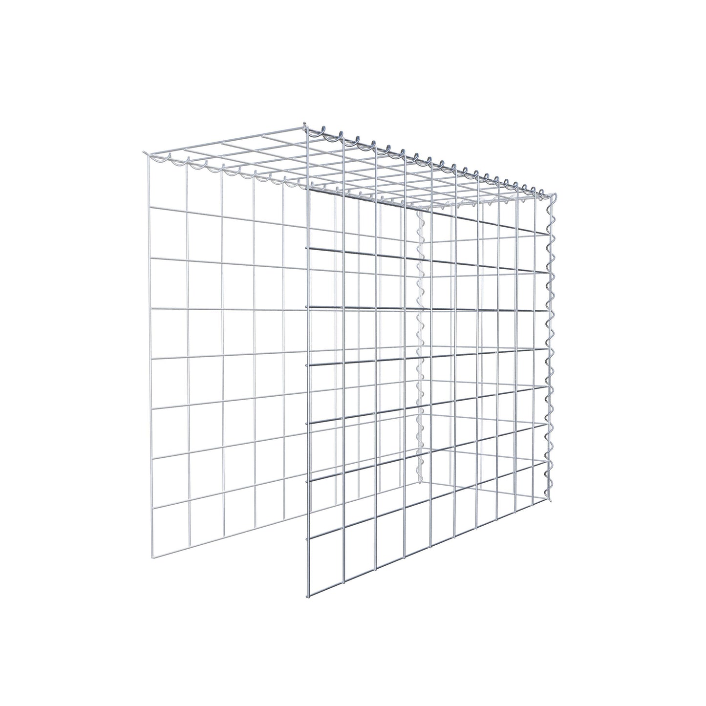 Opbouw schanskorf type 4 100 cm x 80 cm x 40 cm (L x H x D), maaswijdte 10 cm x 10 cm, spiraal