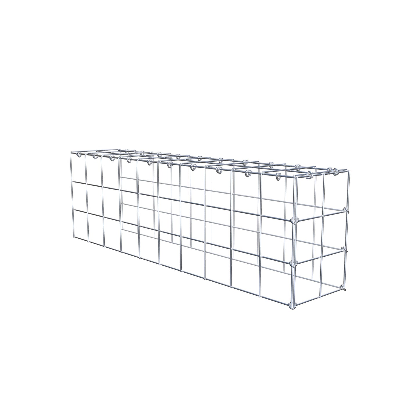 Monteret gabion type 4 100 cm x 30 cm x 20 cm (L x H x D), maskestørrelse 10 cm x 10 cm, C-ring