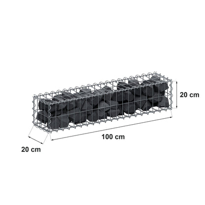 Gabion 100 cm x 20 cm x 20 cm (L x H x D), maskstorlek 5 cm x 10 cm, spiral