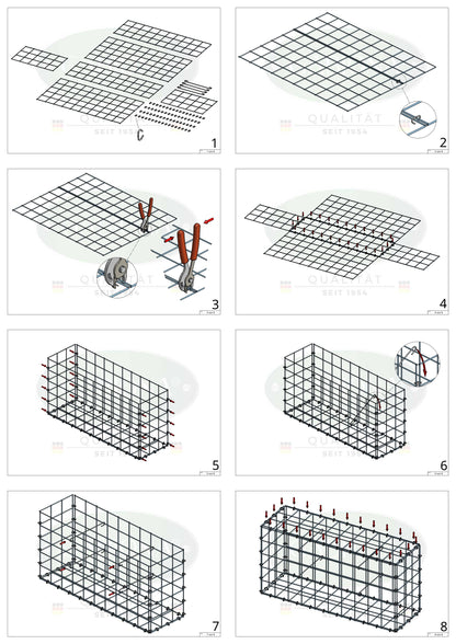 Gabion 100 cm x 80 cm x 50 cm (L x H x D), maskestørrelse 10 cm x 10 cm, C-ring