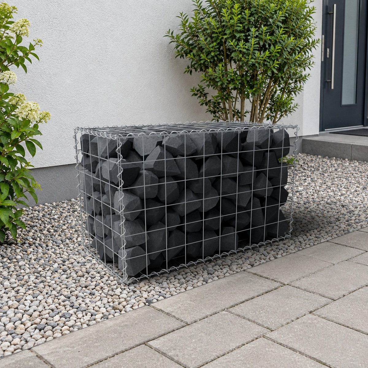 Schanskorf 100 cm x 60 cm x 50 cm (L x H x D), maaswijdte 10 cm x 10 cm, spiraalvormig