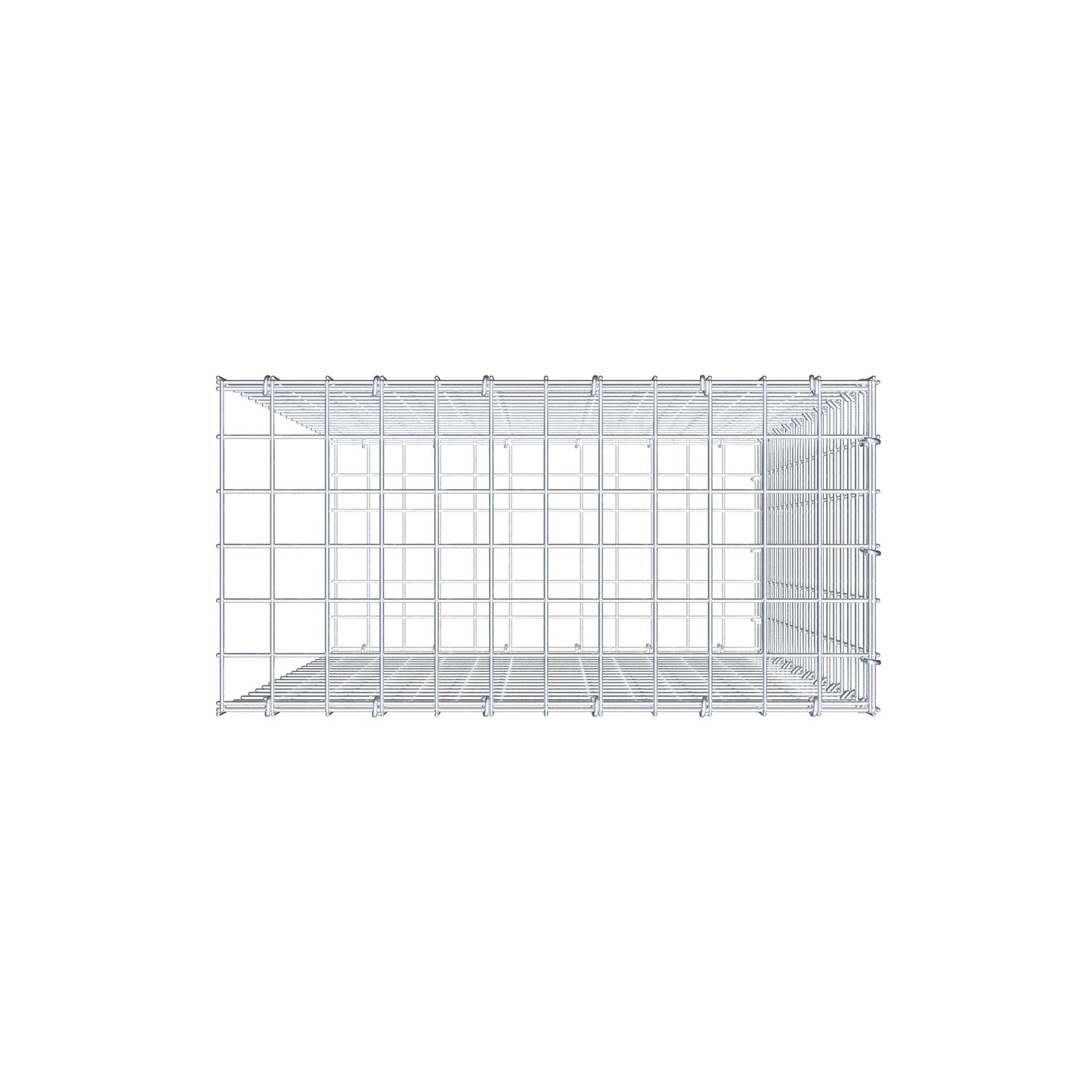 Bevestigbare schanskorf type 2 100 cm x 60 cm x 30 cm (L x H x D), maaswijdte 5 cm x 5 cm, C-ring