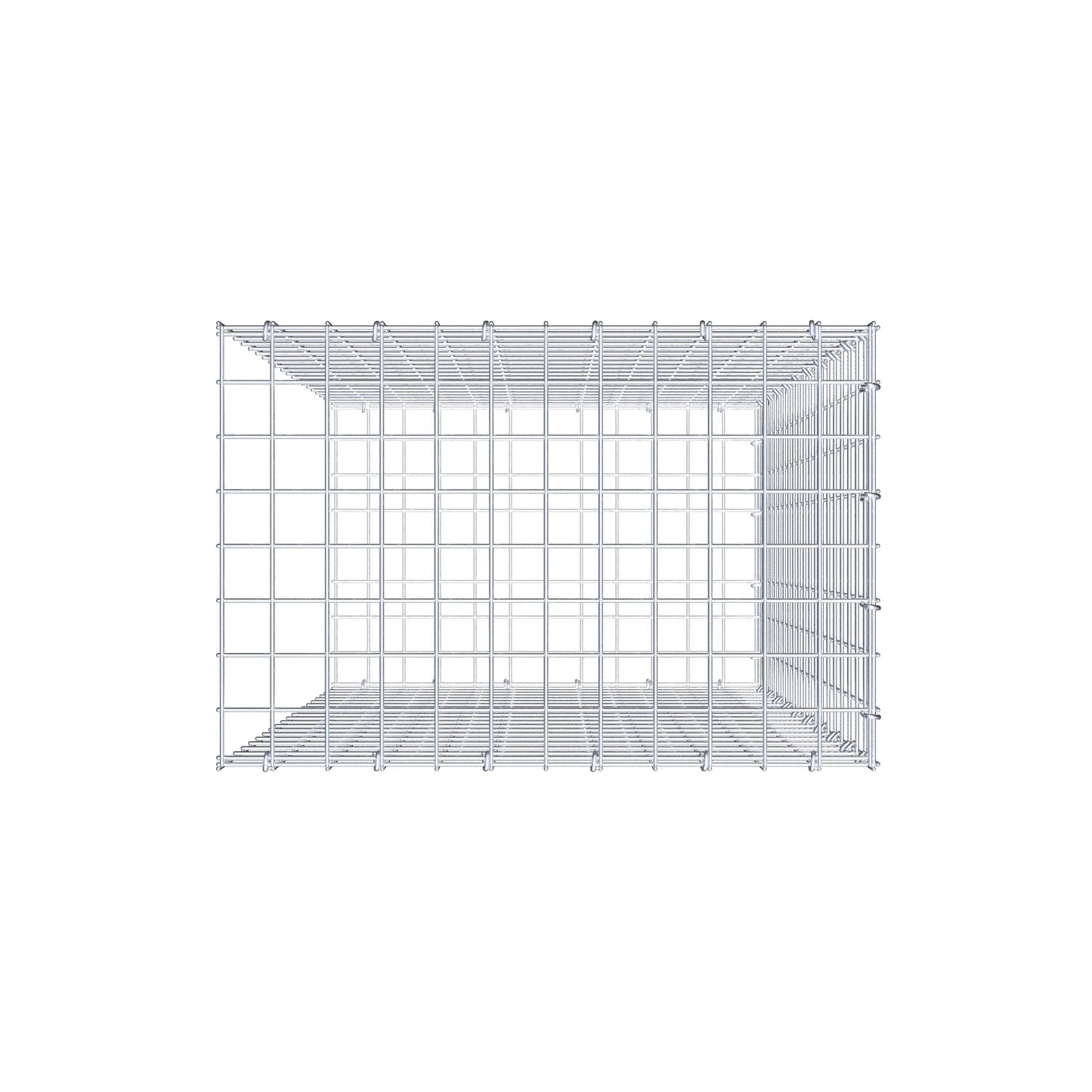 Type 2 oplegkorf 100 cm x 60 cm x 40 cm (L x H x D), maaswijdte 5 cm x 5 cm, C-ring