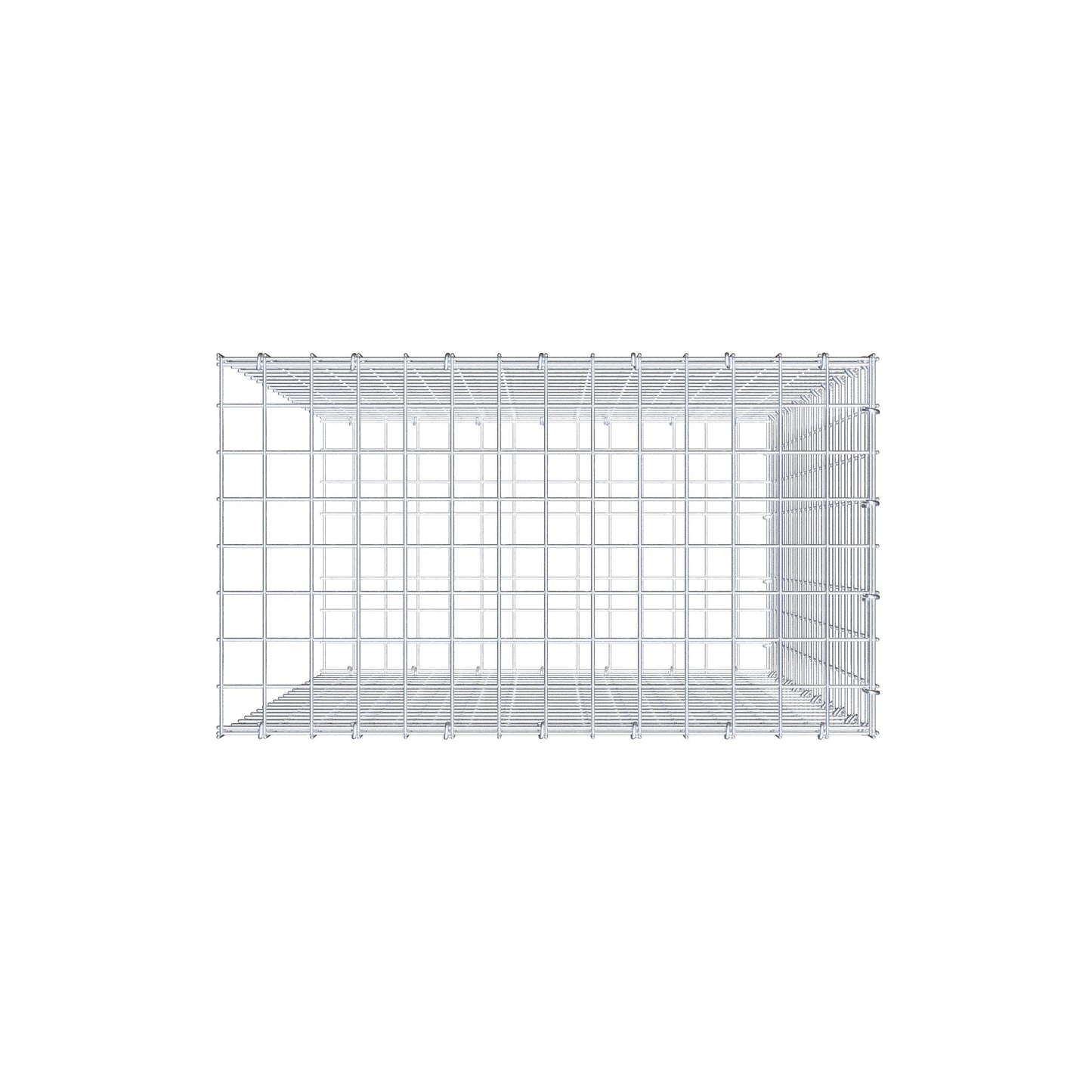Monteret gabion type 2 100 cm x 70 cm x 40 cm (L x H x D), maskestørrelse 5 cm x 5 cm, C-ring