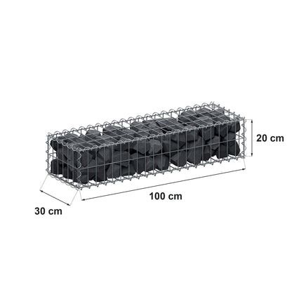 Gabion 100 cm x 20 cm x 30 cm (L x H x P), mailles 5 cm x 10 cm, spirale