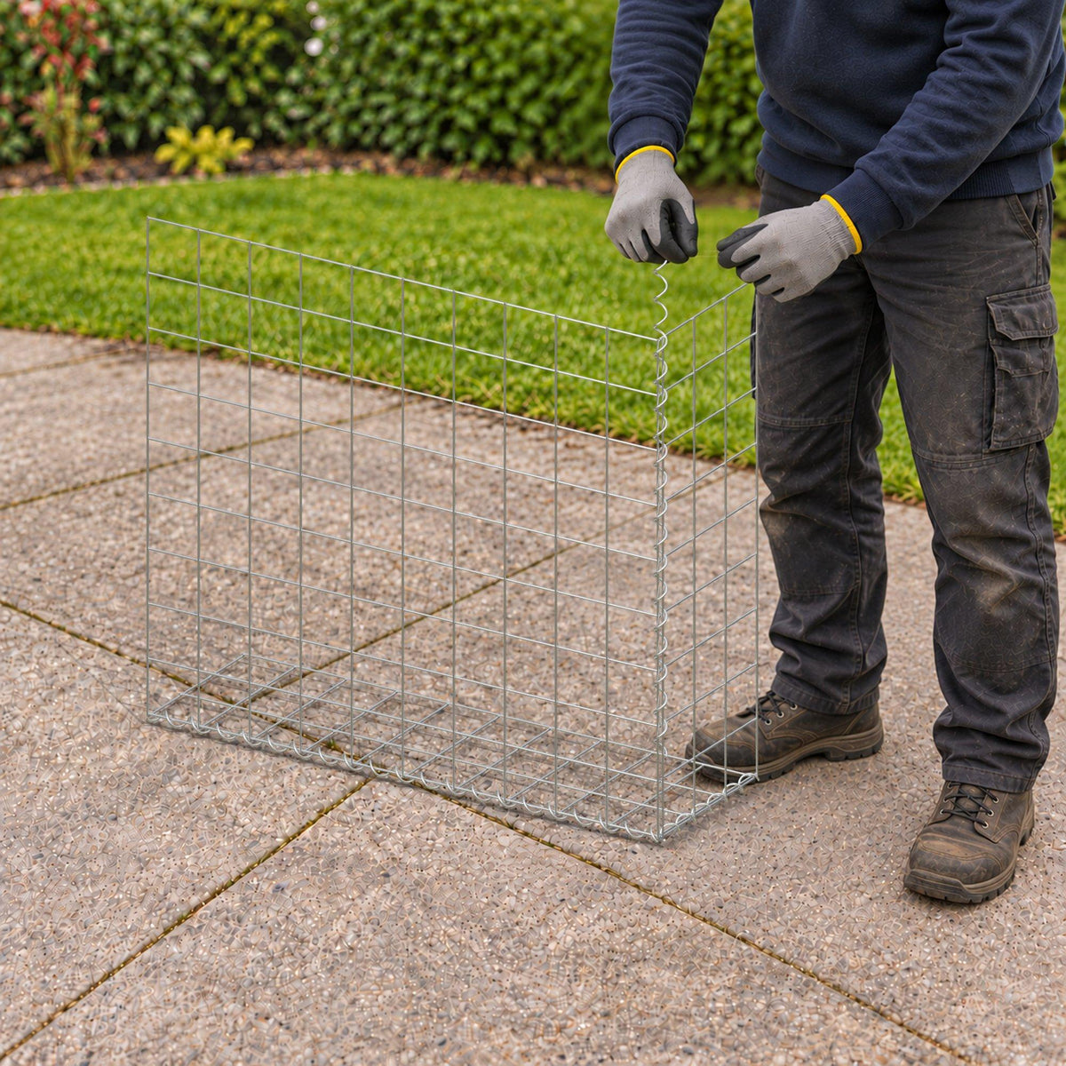 Gabion 100 cm x 90 cm x 30 cm (L x H x D), maskstorlek 10 cm x 10 cm, spiral