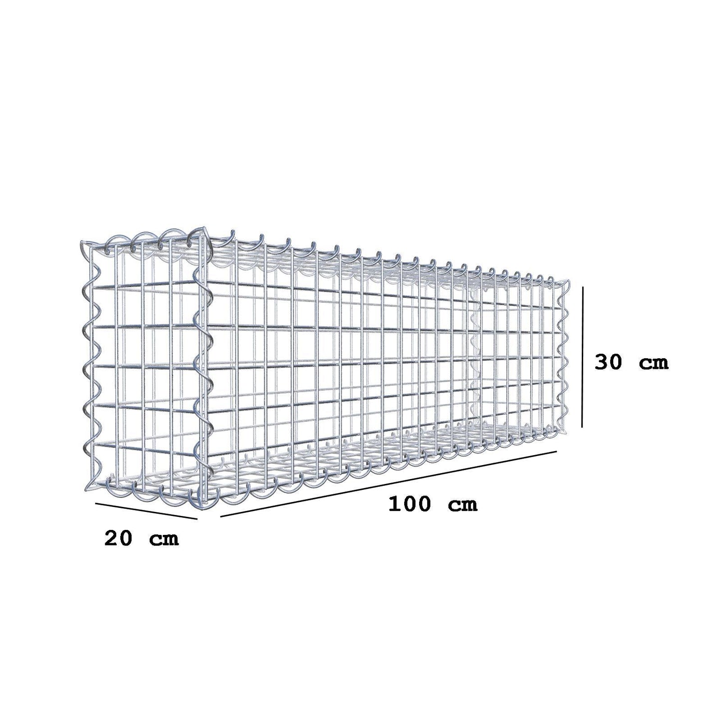 2er Set Gabionen 100 cm x 30 cm x 20 cm (L x H x T), Maschenweite 5 x 5 cm, Spirale