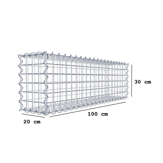Set of 2 gabions 100 cm x 30 cm x 20 cm (L x H x D), mesh size 5 x 5 cm, spiral